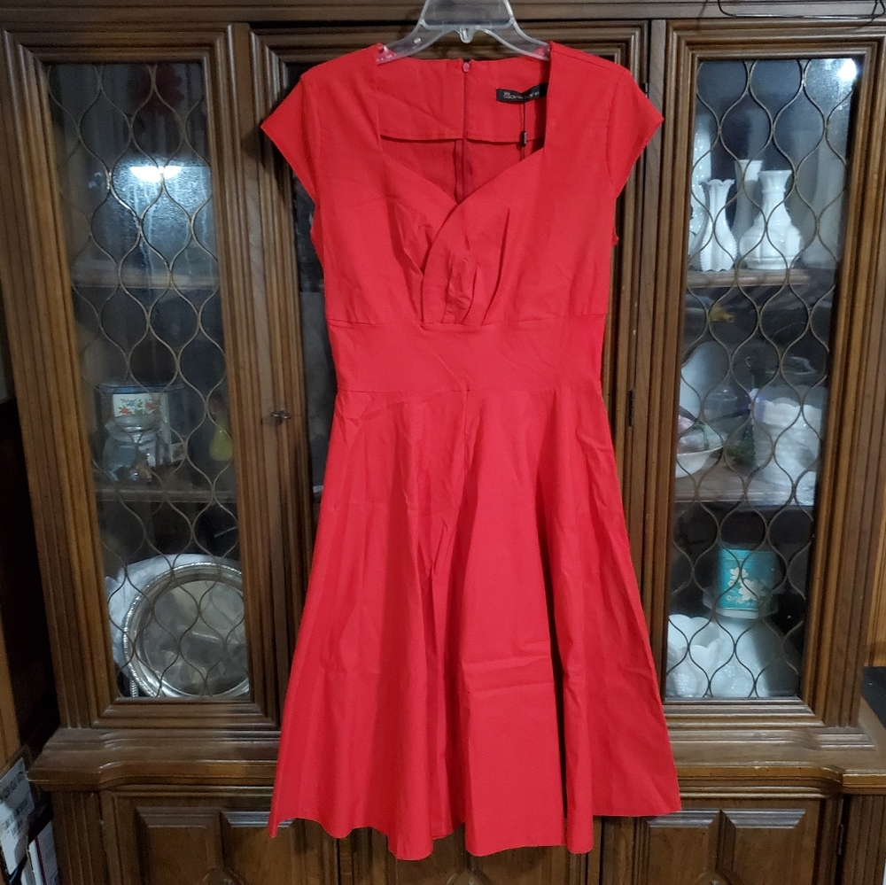 GownTown Red 50s Swing Dress